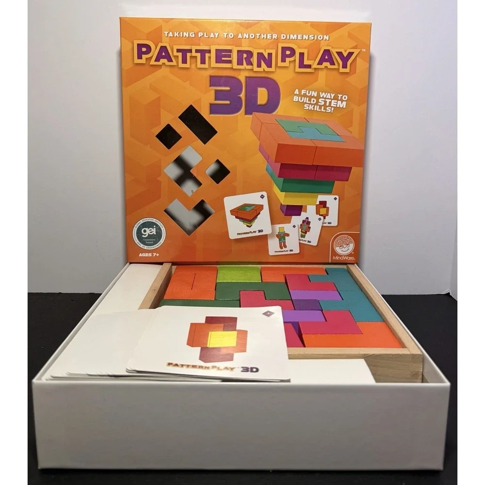 MindWare 3D Pattern Play Color Learn Through Play Wooden Blocks Ages 3+
